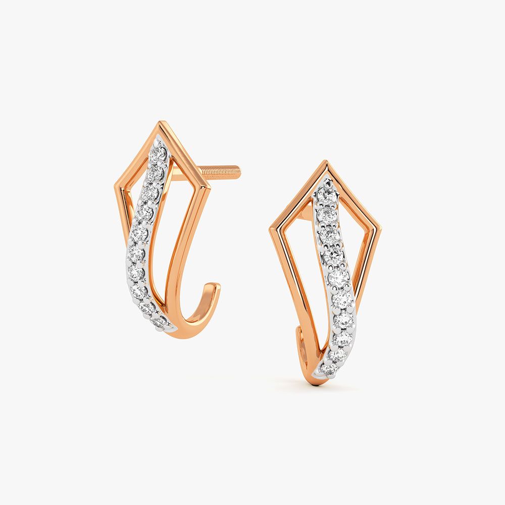 Contemporary Rose Gold Diamond Hoop Earrings-Earrings-EER26I62-D400XCC