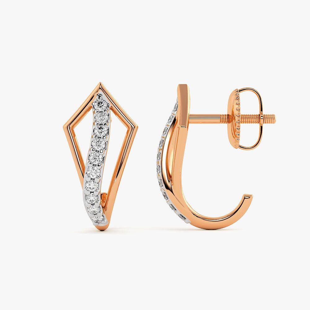Contemporary Rose Gold Diamond Hoop Earrings-Earrings-EER26I62-D400XCC