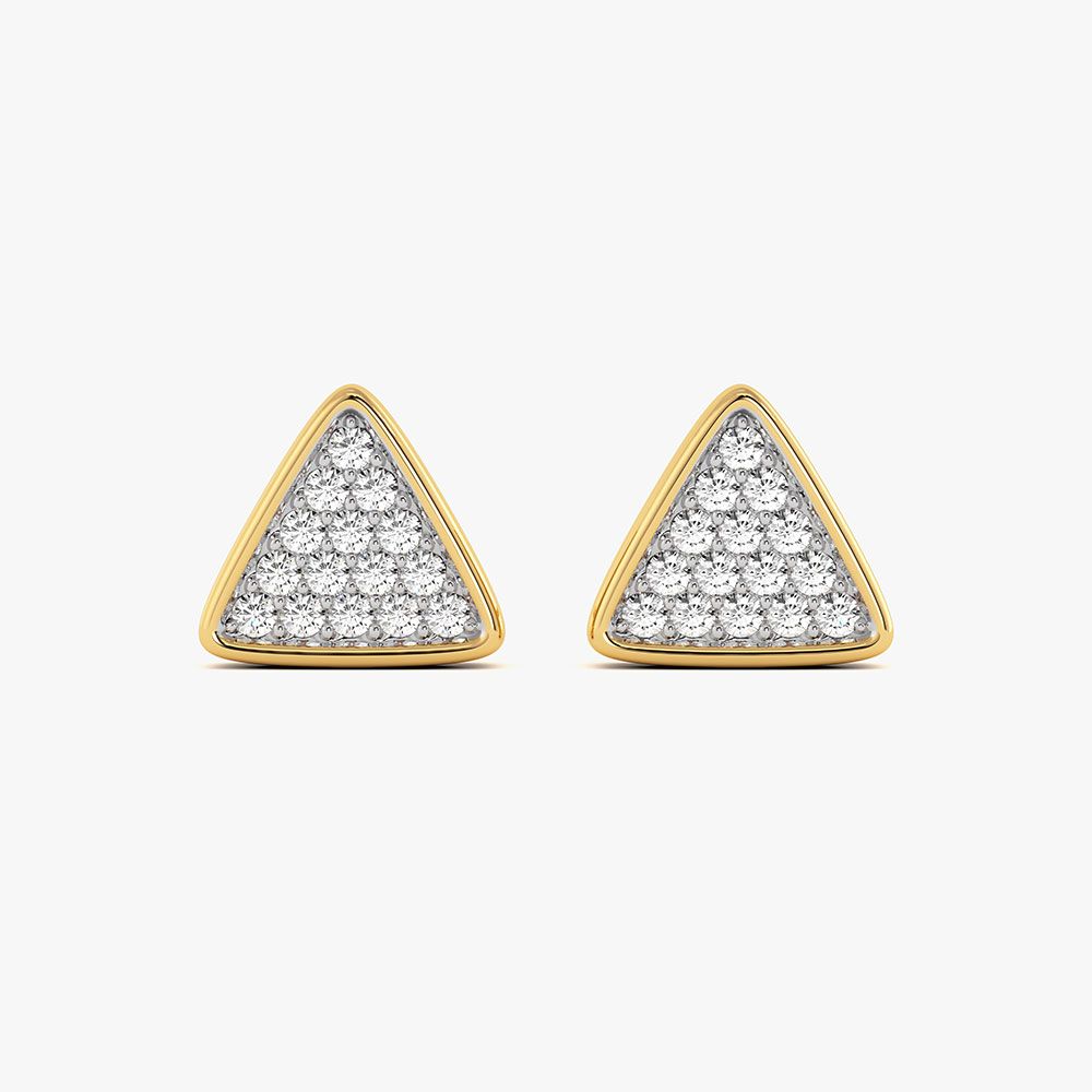 Minimal Triangle Yellow Gold Diamond Stud Earrings-Earrings-EER26I71-D400RAC