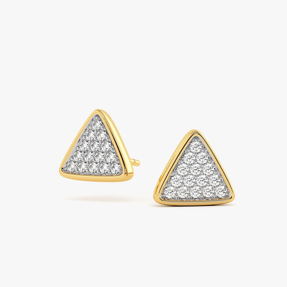 Minimal Triangle Yellow Gold Diamond Stud Earrings-Earrings-EER26I71-D400RAC