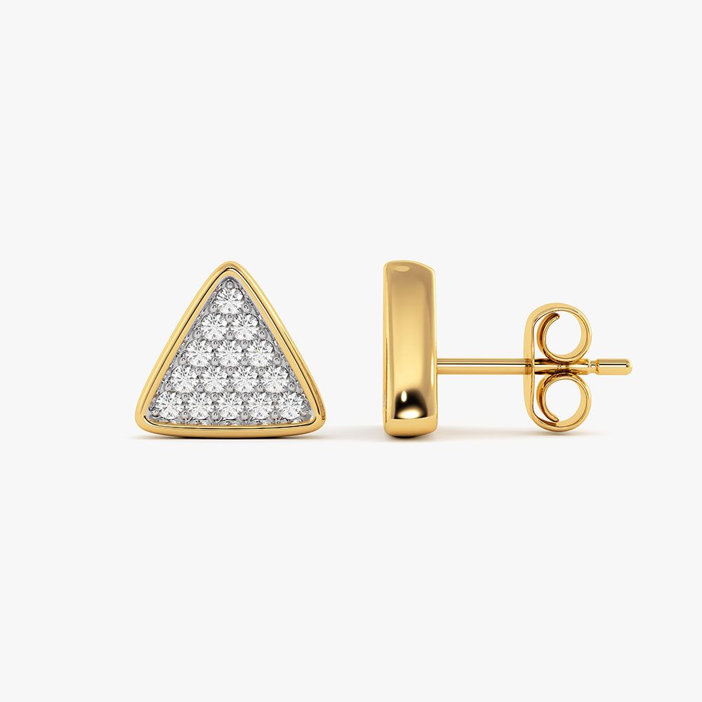 Minimal Triangle Yellow Gold Diamond Stud Earrings-Earrings-EER26I71-D400RAC