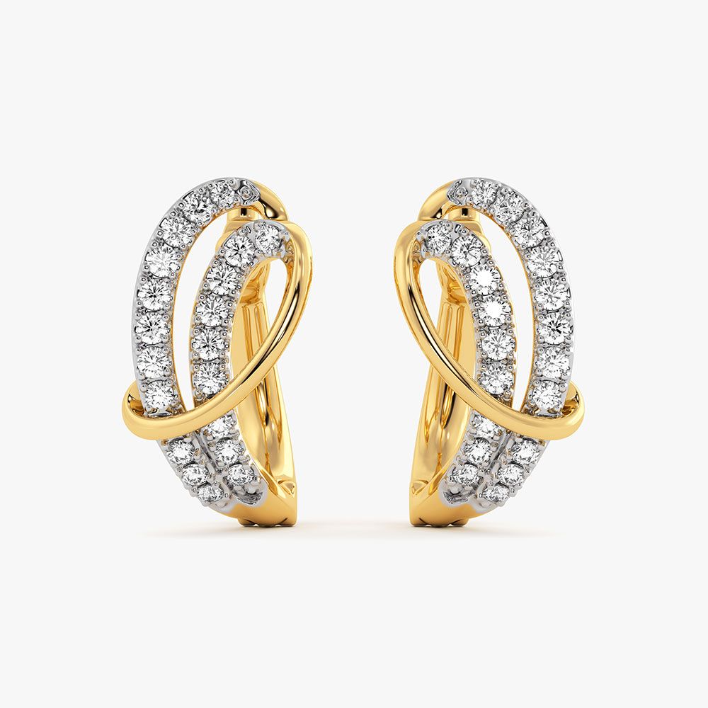 Fluid Swirl Yellow Gold Diamond Hoop Earrings-Earrings-EER26I87-D400R0C