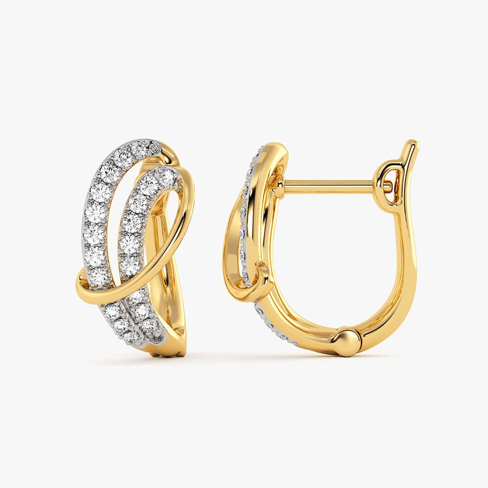 Fluid Swirl Yellow Gold Diamond Hoop Earrings-Earrings-EER26I87-D400R0C