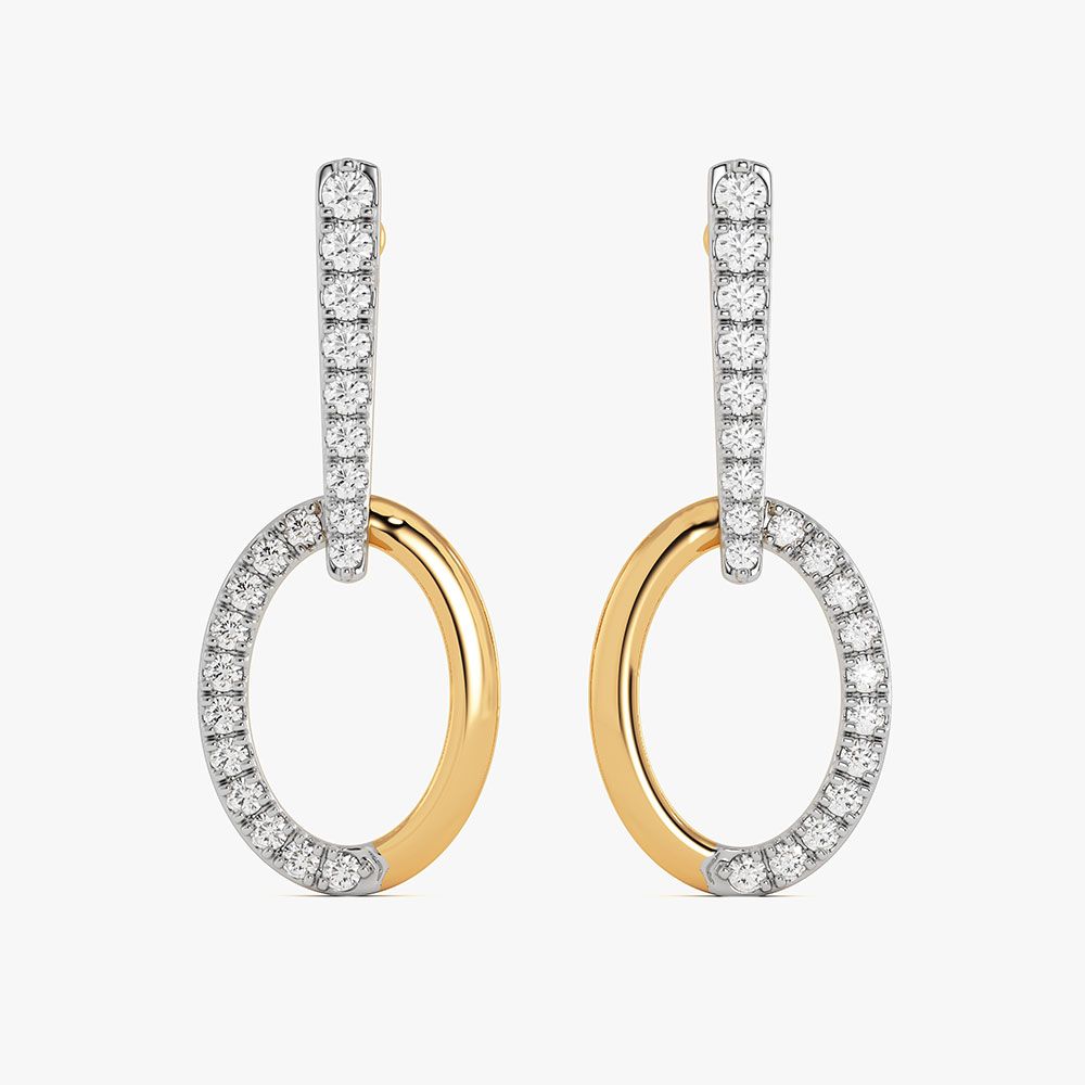 Elegant Geometric Yellow Gold Diamond Dangler Earrings-Earrings-EER26I97-D400RBC