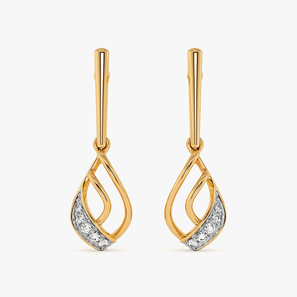 Graceful Drop 9Kt Yellow Gold Diamond Earrings-Earrings-EER26J09-D400RAF