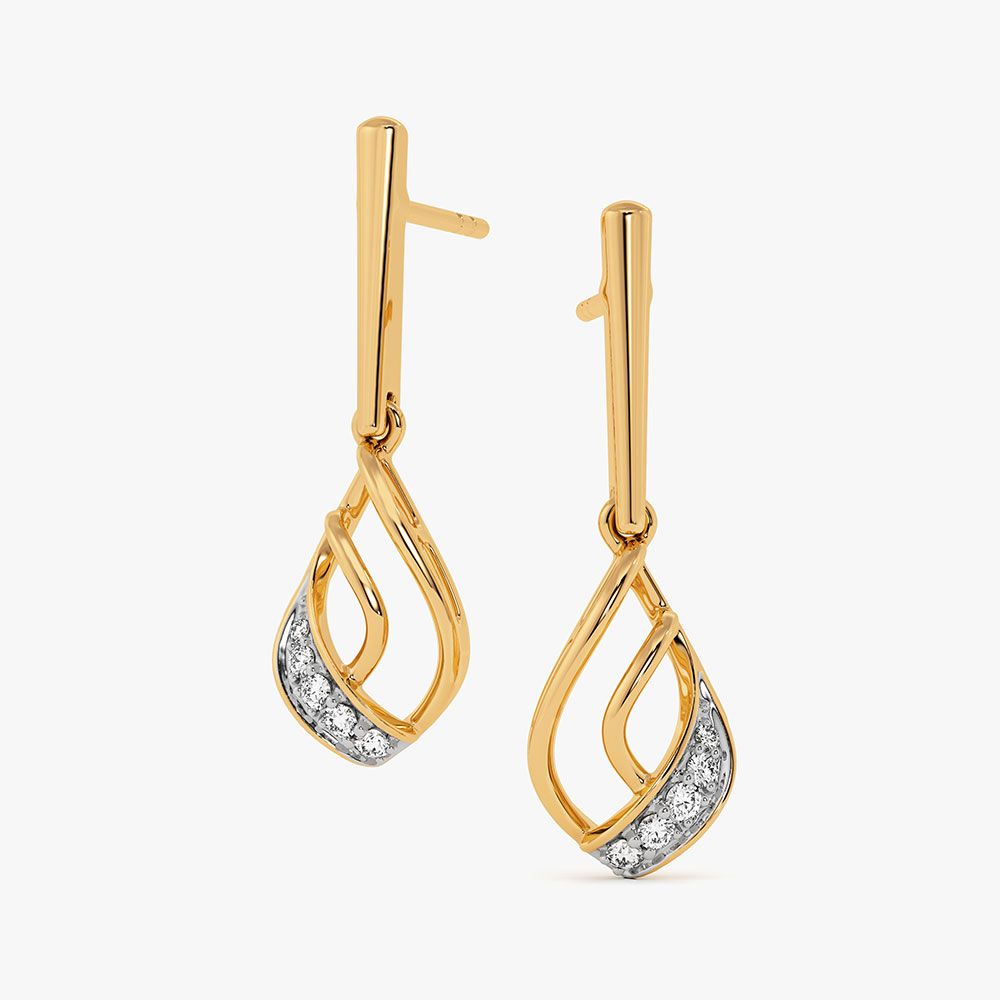 Graceful Drop 9Kt Yellow Gold Diamond Earrings-Earrings-EER26J09-D400RAF