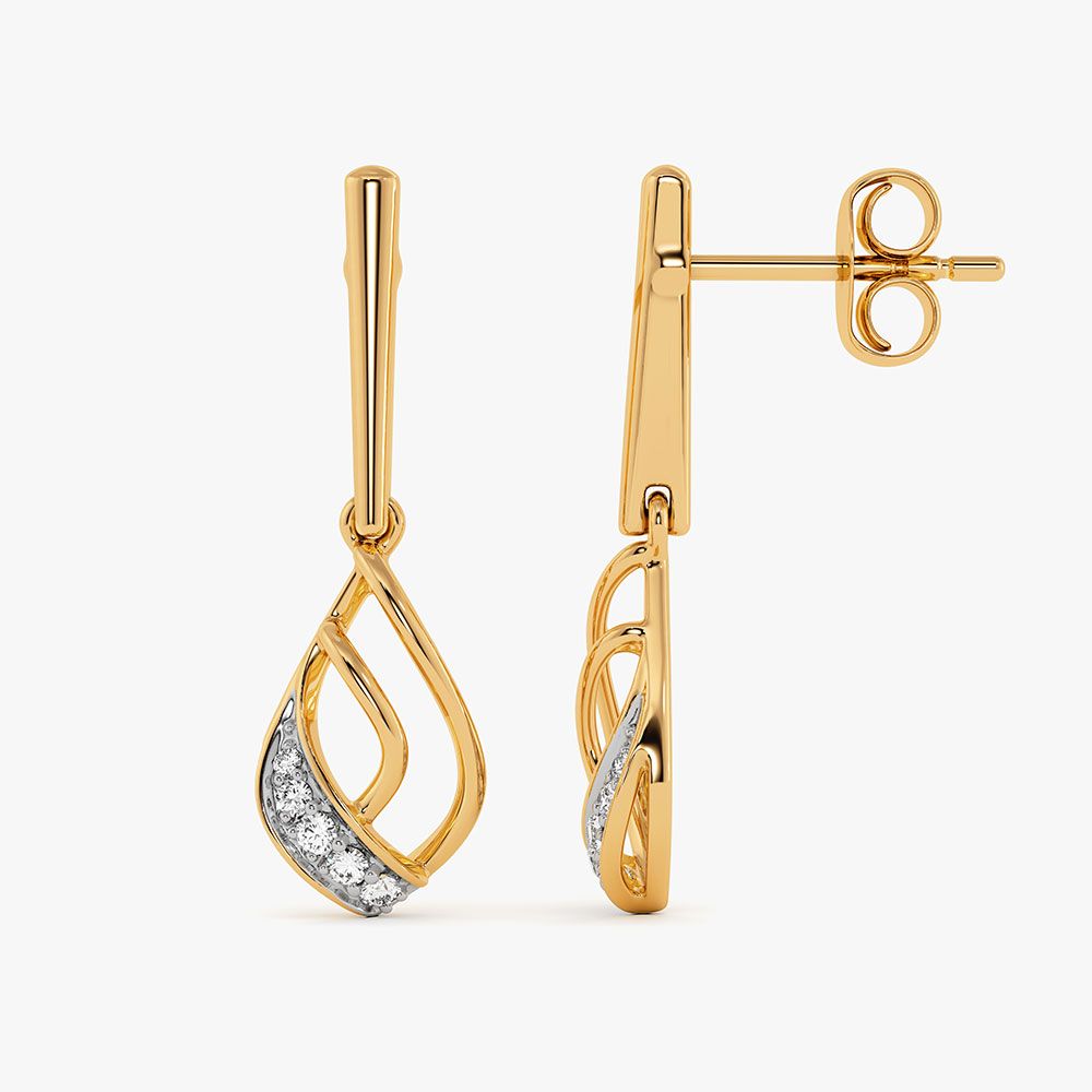 Graceful Drop 9Kt Yellow Gold Diamond Earrings-Earrings-EER26J09-D400RAF