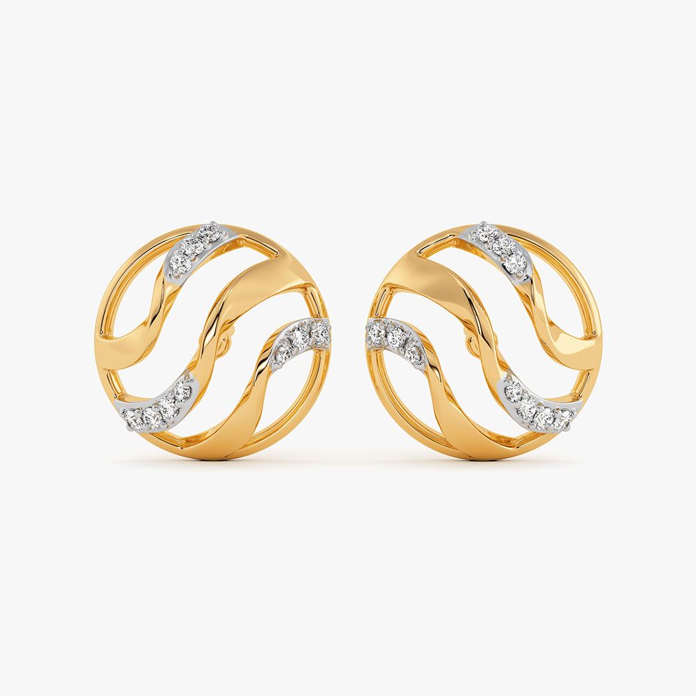Bold Circle 9Kt Yellow Gold Diamond Earrings-Earrings-EER26J11-D400RAF