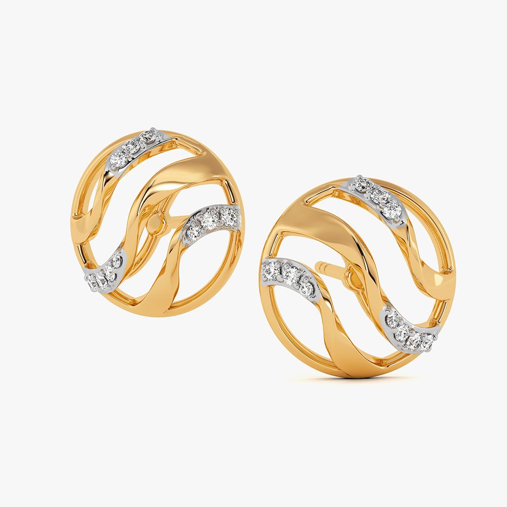 Bold Circle 9Kt Yellow Gold Diamond Earrings-Earrings-EER26J11-D400RAF