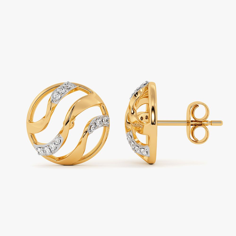 Bold Circle 9Kt Yellow Gold Diamond Earrings-Earrings-EER26J11-D400RAF