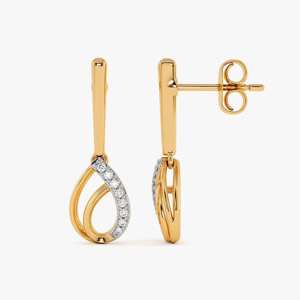 Delicate Drop 9Kt Yellow Gold Diamond Earrings-Earrings-EER26J12-D400RAF
