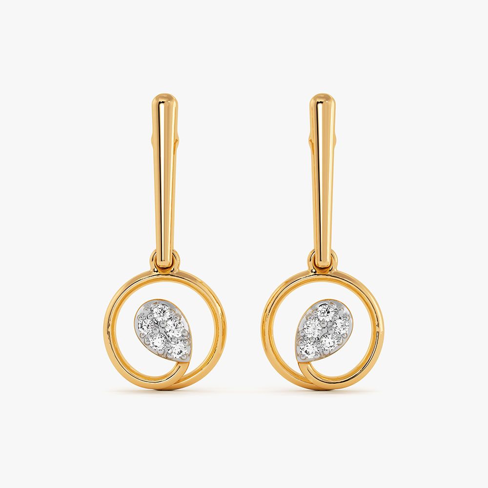 Modern Drop 9Kt Yellow Gold Diamond Earrings-Earrings-EER26J13-D400RAF