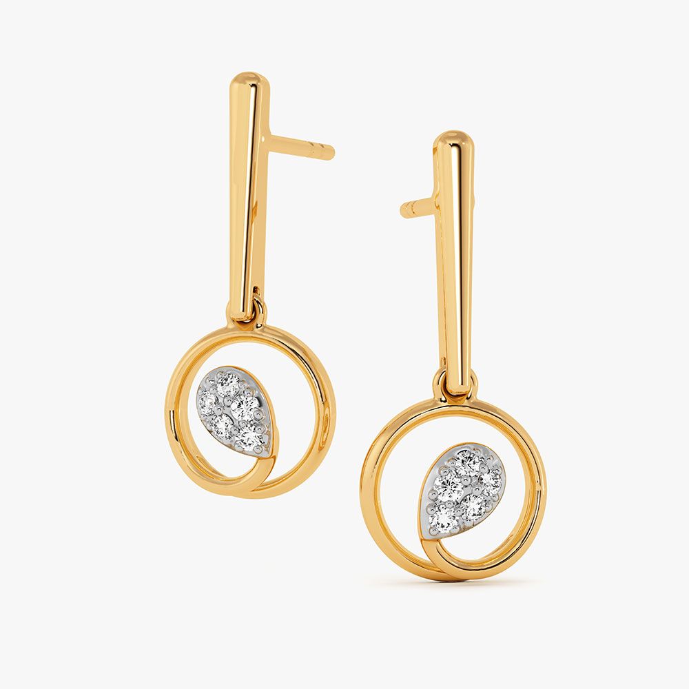 Modern Drop 9Kt Yellow Gold Diamond Earrings-Earrings-EER26J13-D400RAF