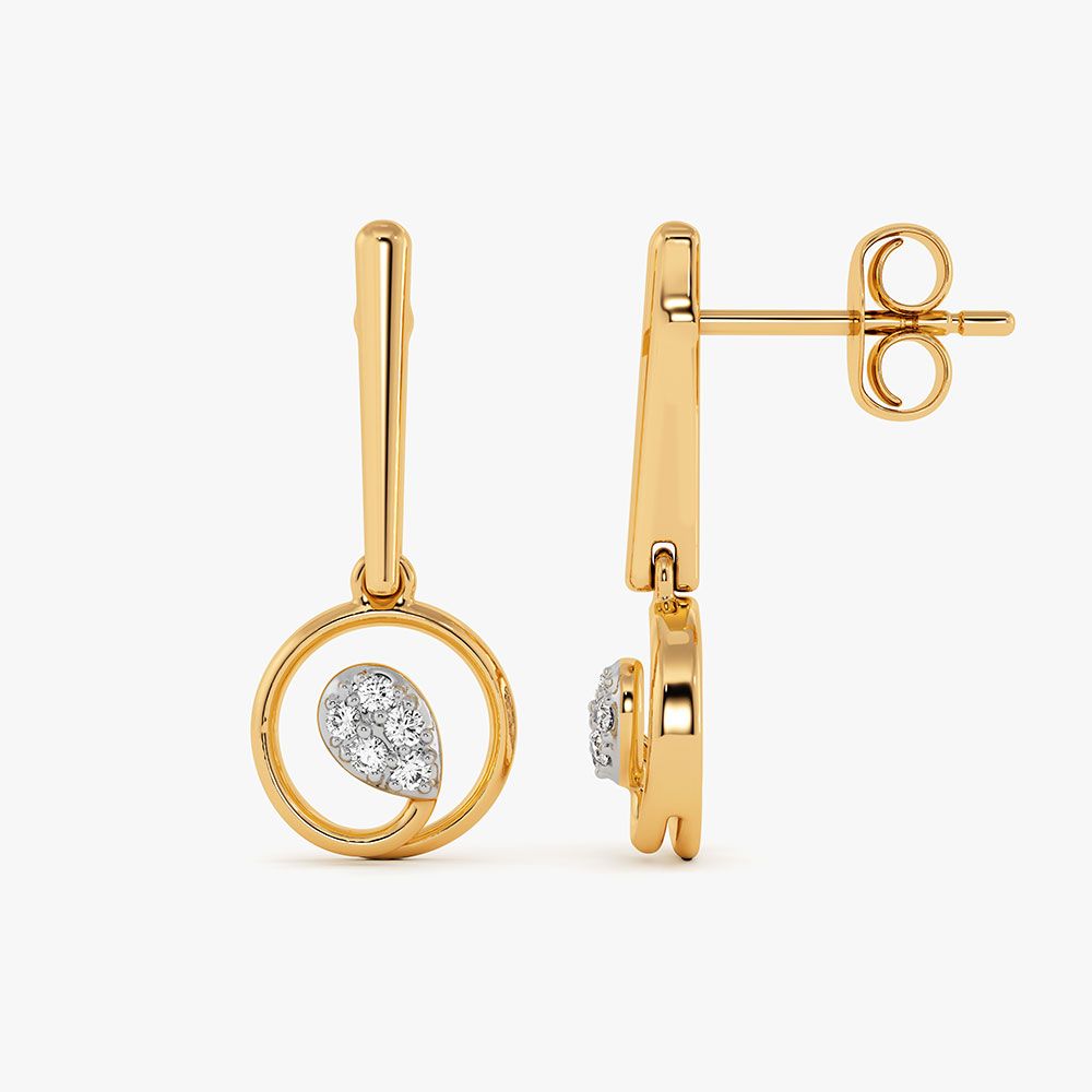 Modern Drop 9Kt Yellow Gold Diamond Earrings-Earrings-EER26J13-D400RAF
