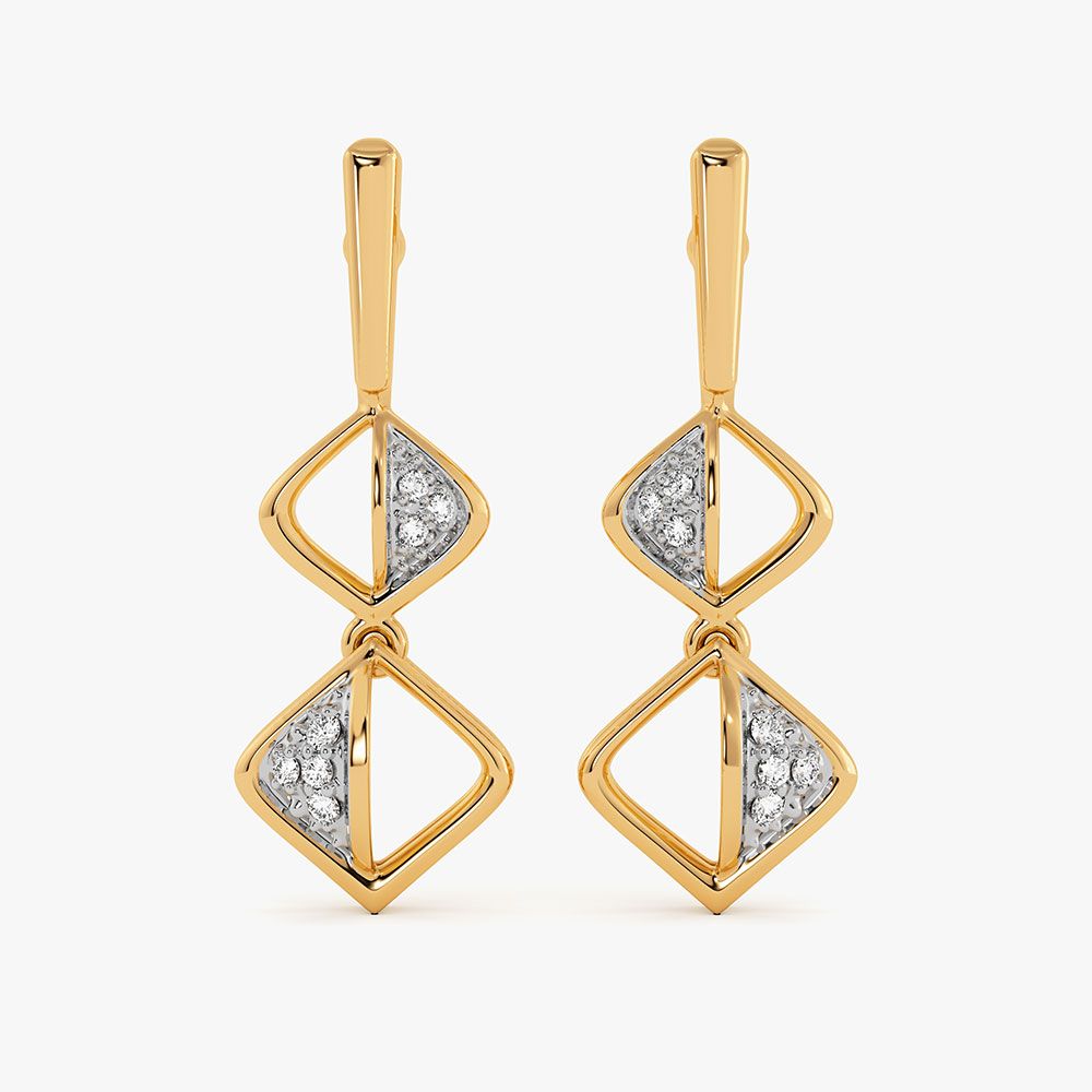 Striking Drop 9Kt Yellow Gold Diamond Earrings-Earrings-EER26J14-D400RAF