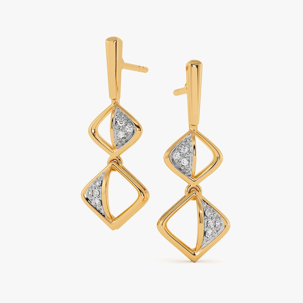 Striking Drop 9Kt Yellow Gold Diamond Earrings-Earrings-EER26J14-D400RAF