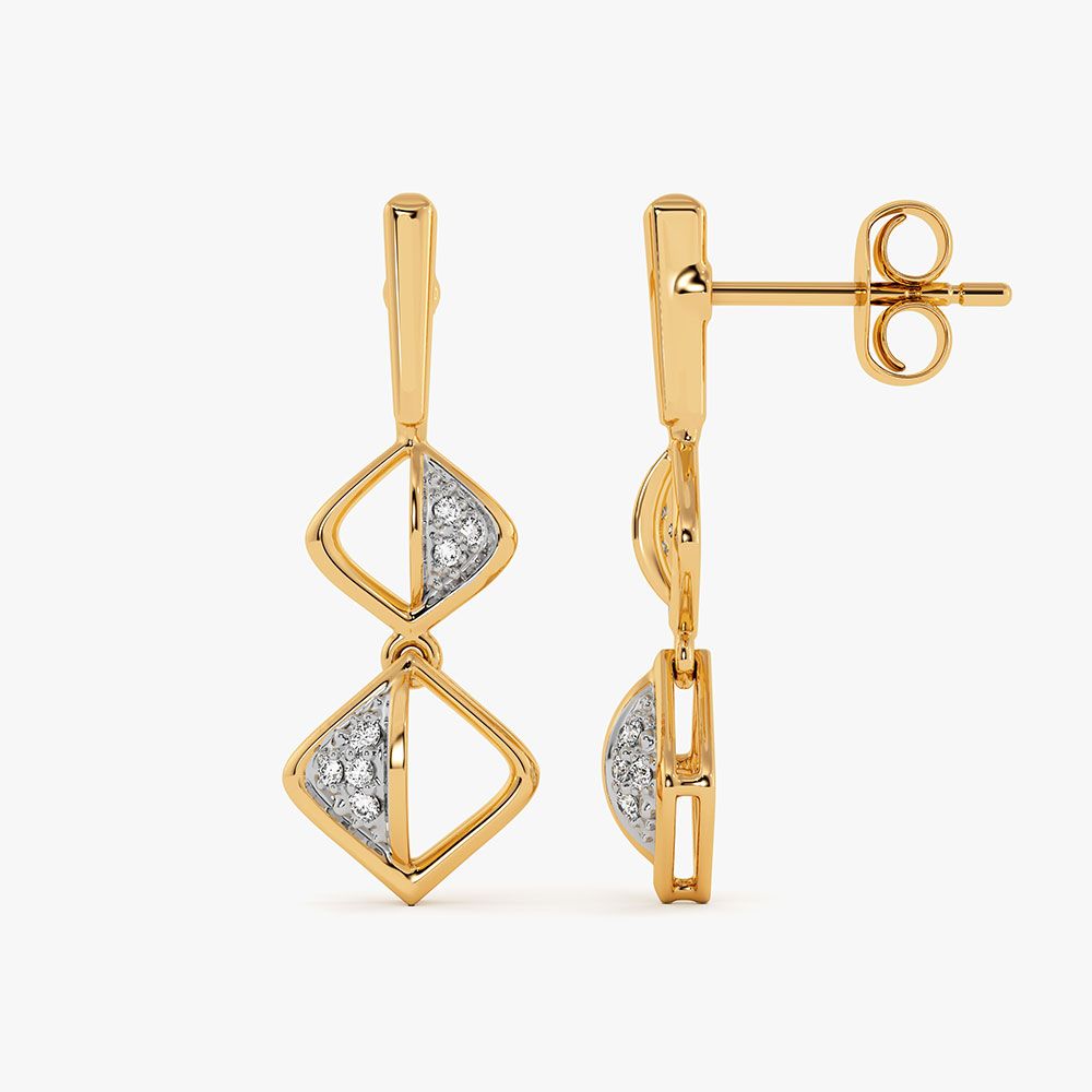 Striking Drop 9Kt Yellow Gold Diamond Earrings-Earrings-EER26J14-D400RAF