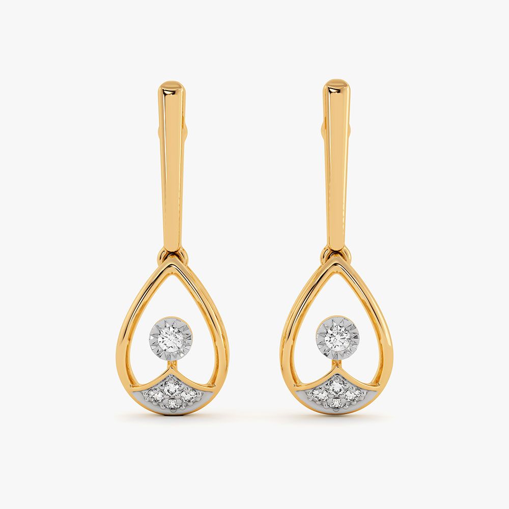 Sparkling Swirl 9Kt Yellow Gold Diamond Earrings-Earrings-EER26J15-D400RAF