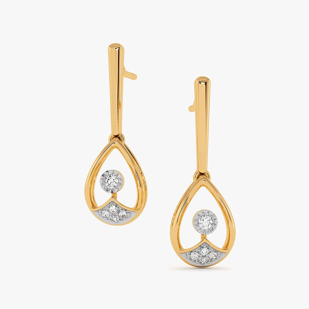 Sparkling Swirl 9Kt Yellow Gold Diamond Earrings-Earrings-EER26J15-D400RAF