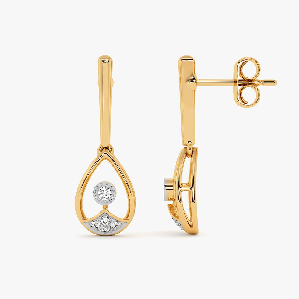 Sparkling Swirl 9Kt Yellow Gold Diamond Earrings-Earrings-EER26J15-D400RAF