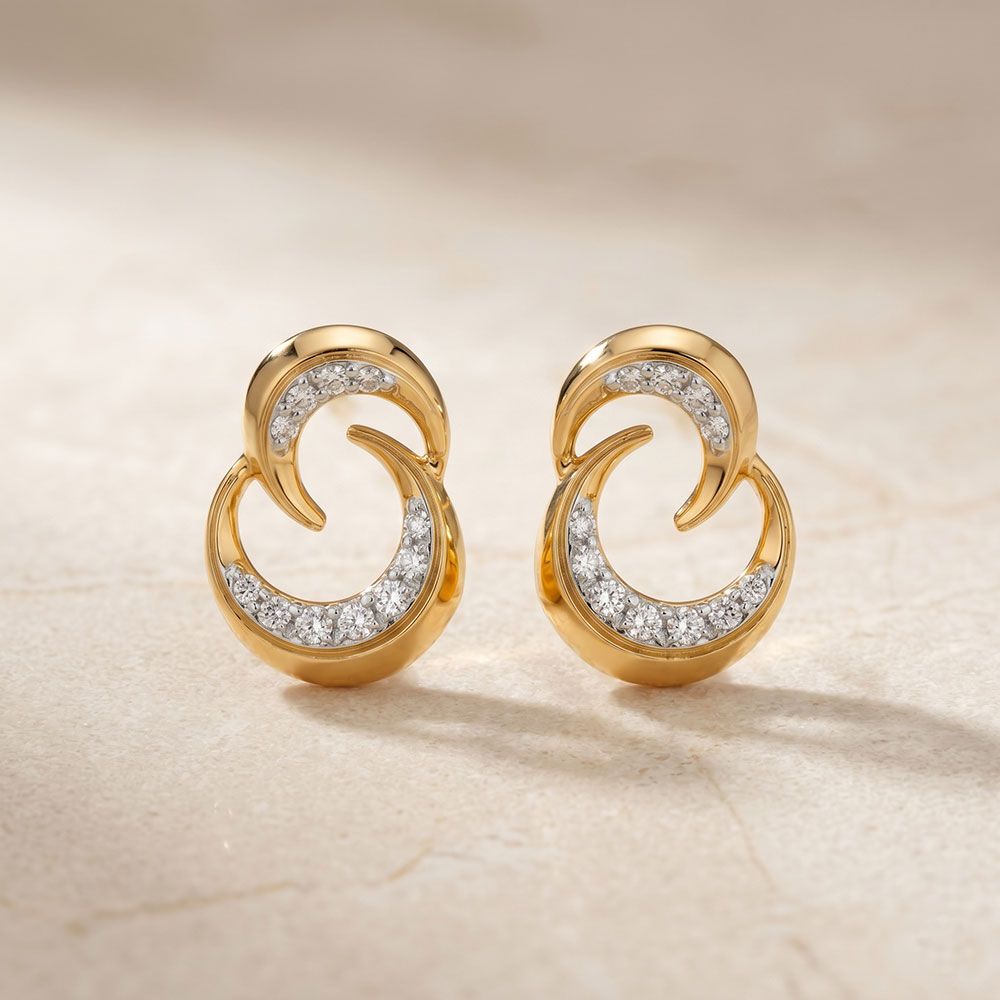 Effortless Charm 9Kt Yellow Gold Diamond Earrings-Earrings-EER26J19-D400RAF