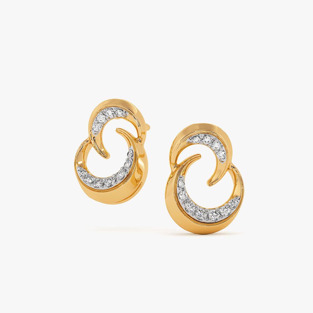 Effortless Charm 9Kt Yellow Gold Diamond Earrings-Earrings-EER26J19-D400RAF