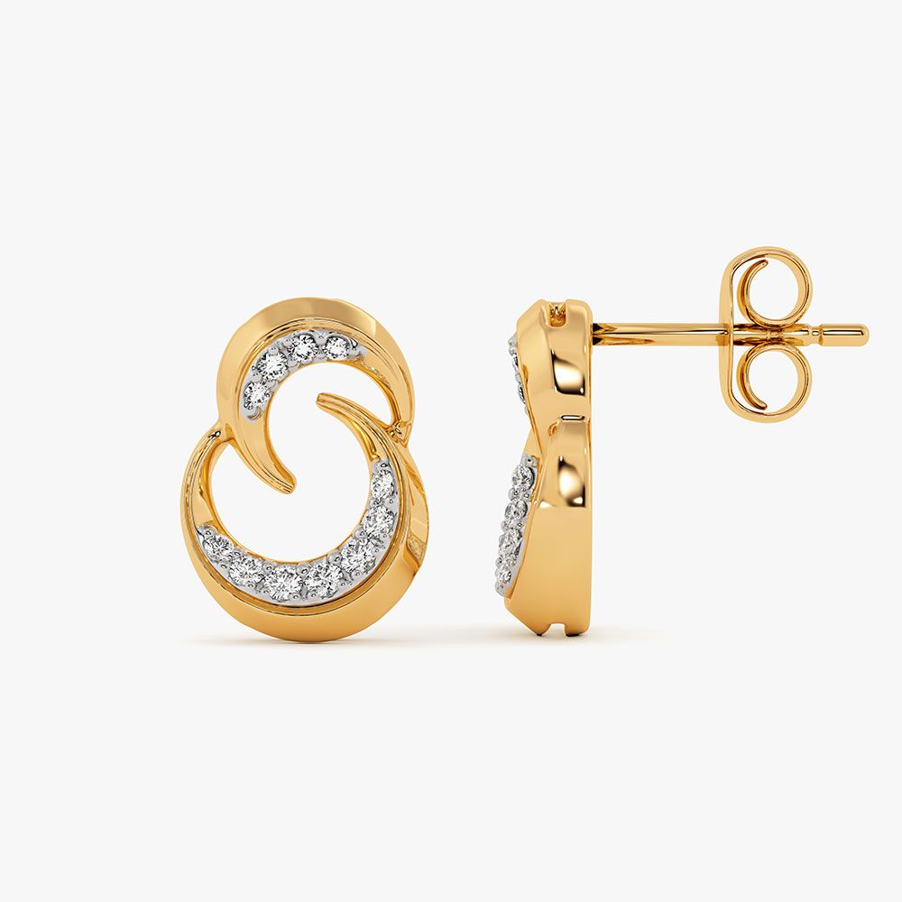 Effortless Charm 9Kt Yellow Gold Diamond Earrings-Earrings-EER26J19-D400RAF