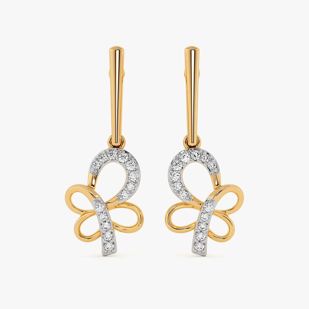 Butterfly 9Kt Yellow Gold Diamond Earrings-Earrings-EER26J21-D400RAF