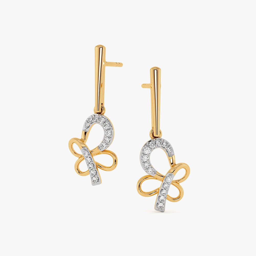 Butterfly 9Kt Yellow Gold Diamond Earrings-Earrings-EER26J21-D400RAF