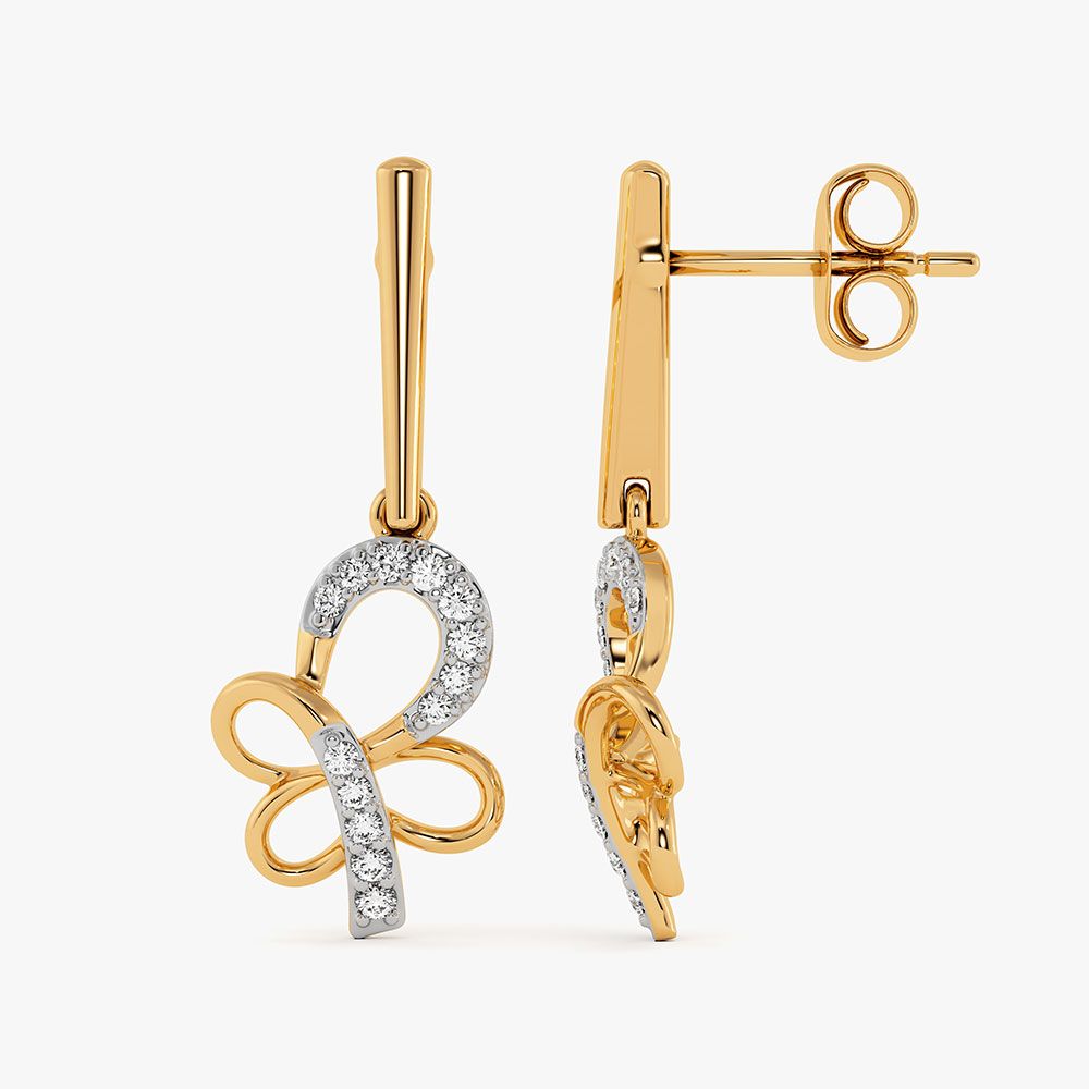 Butterfly 9Kt Yellow Gold Diamond Earrings-Earrings-EER26J21-D400RAF