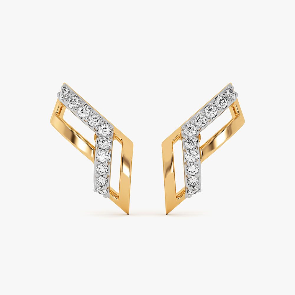 Contemporary Lines 9Kt Yellow Gold Diamond Earrings-Earrings-EER26J25-D400RAF