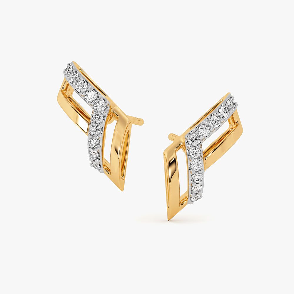 Contemporary Lines 9Kt Yellow Gold Diamond Earrings-Earrings-EER26J25-D400RAF