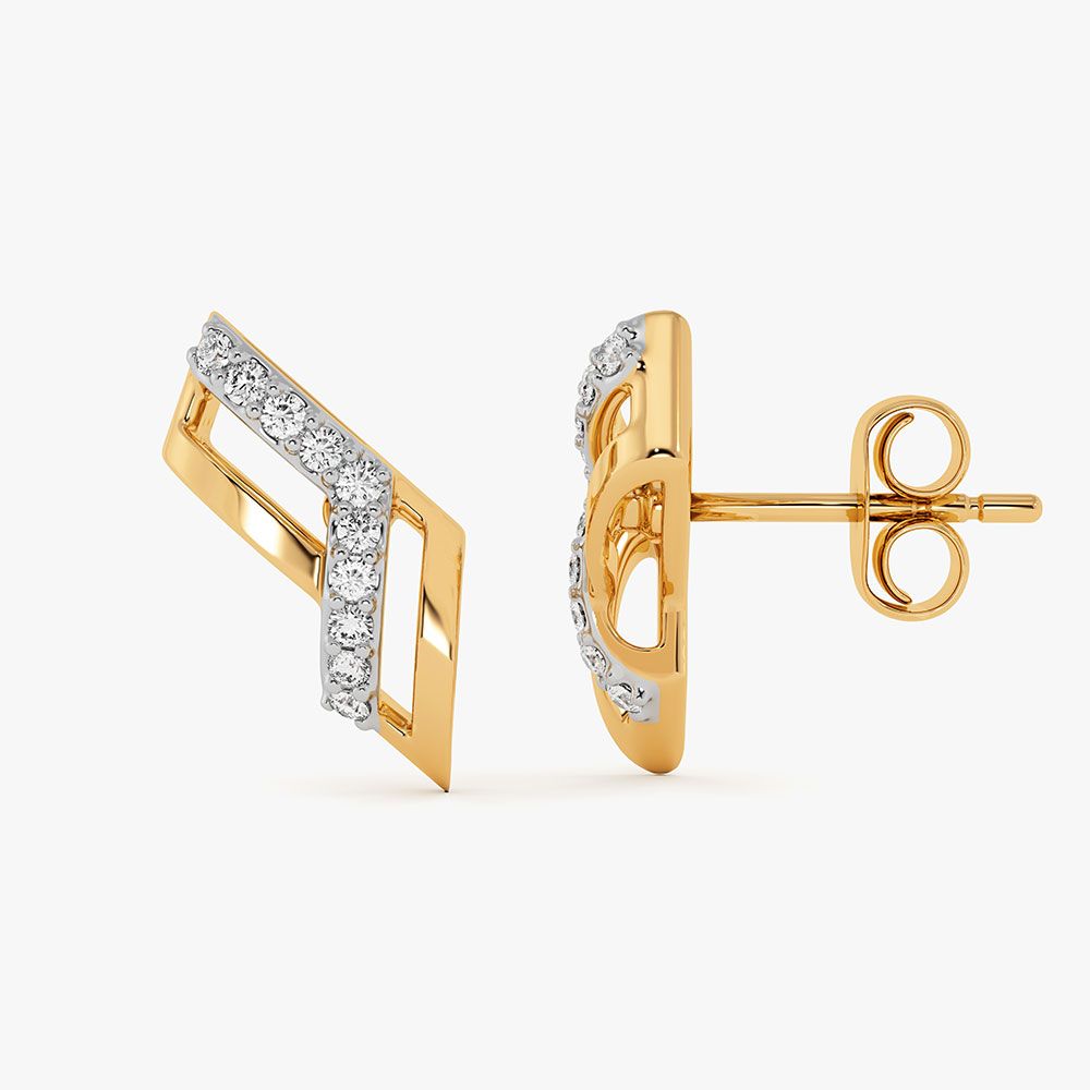 Contemporary Lines 9Kt Yellow Gold Diamond Earrings-Earrings-EER26J25-D400RAF