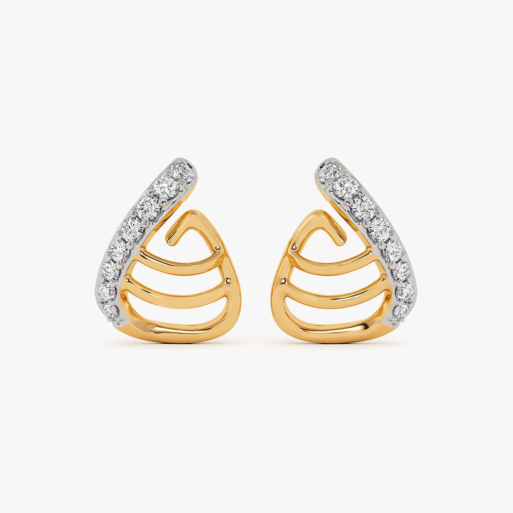 Refined Minimal 9Kt Yellow Gold Diamond Earrings-Earrings-EER26J26-D400RAF
