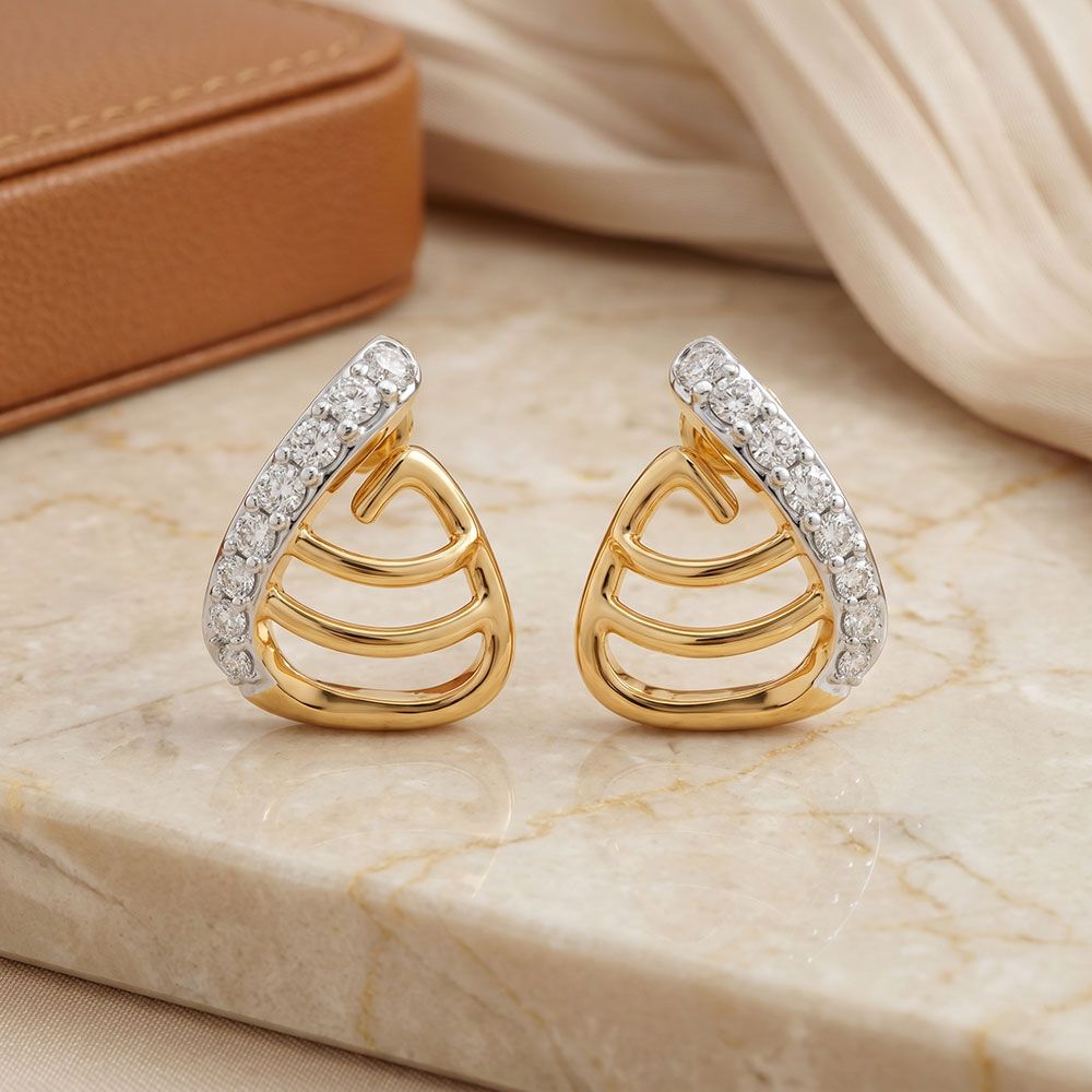 Refined Minimal 9Kt Yellow Gold Diamond Earrings-Earrings-EER26J26-D400RAF