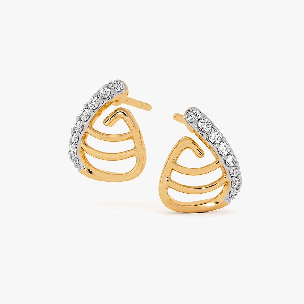Refined Minimal 9Kt Yellow Gold Diamond Earrings-Earrings-EER26J26-D400RAF