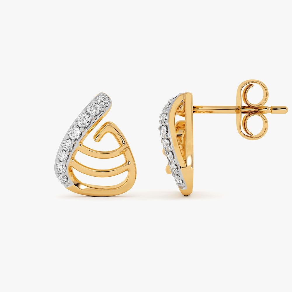Refined Minimal 9Kt Yellow Gold Diamond Earrings-Earrings-EER26J26-D400RAF
