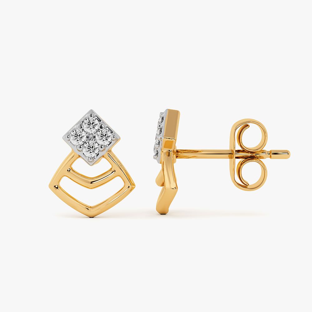 Enhanced Geometric Yellow Gold Diamond Earrings-Earrings-EER26J28-D400RAF