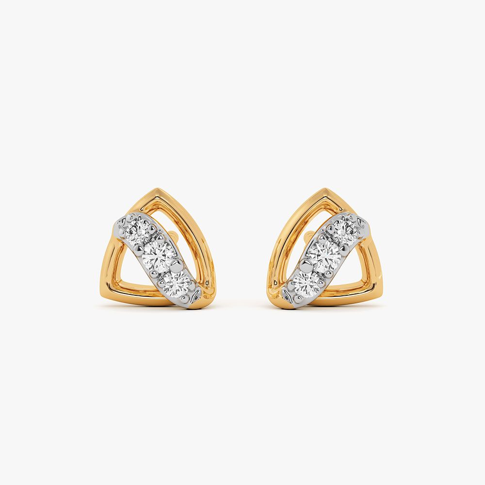 Clean Cuts Yellow Gold Diamond Earrings-Earrings-EER26J29-D400RAF