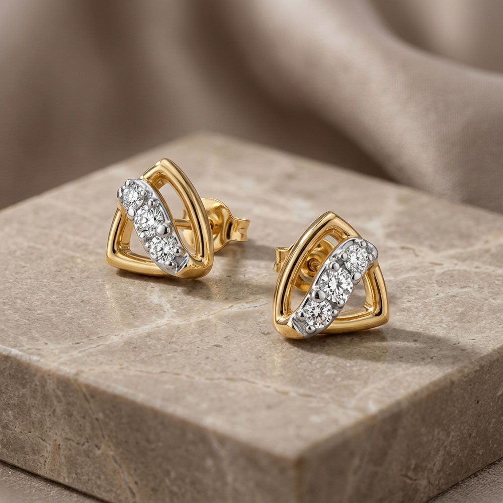 Clean Cuts Yellow Gold Diamond Earrings-Earrings-EER26J29-D400RAF