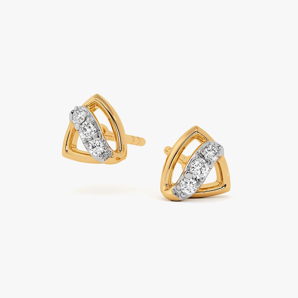Clean Cuts Yellow Gold Diamond Earrings-Earrings-EER26J29-D400RAF