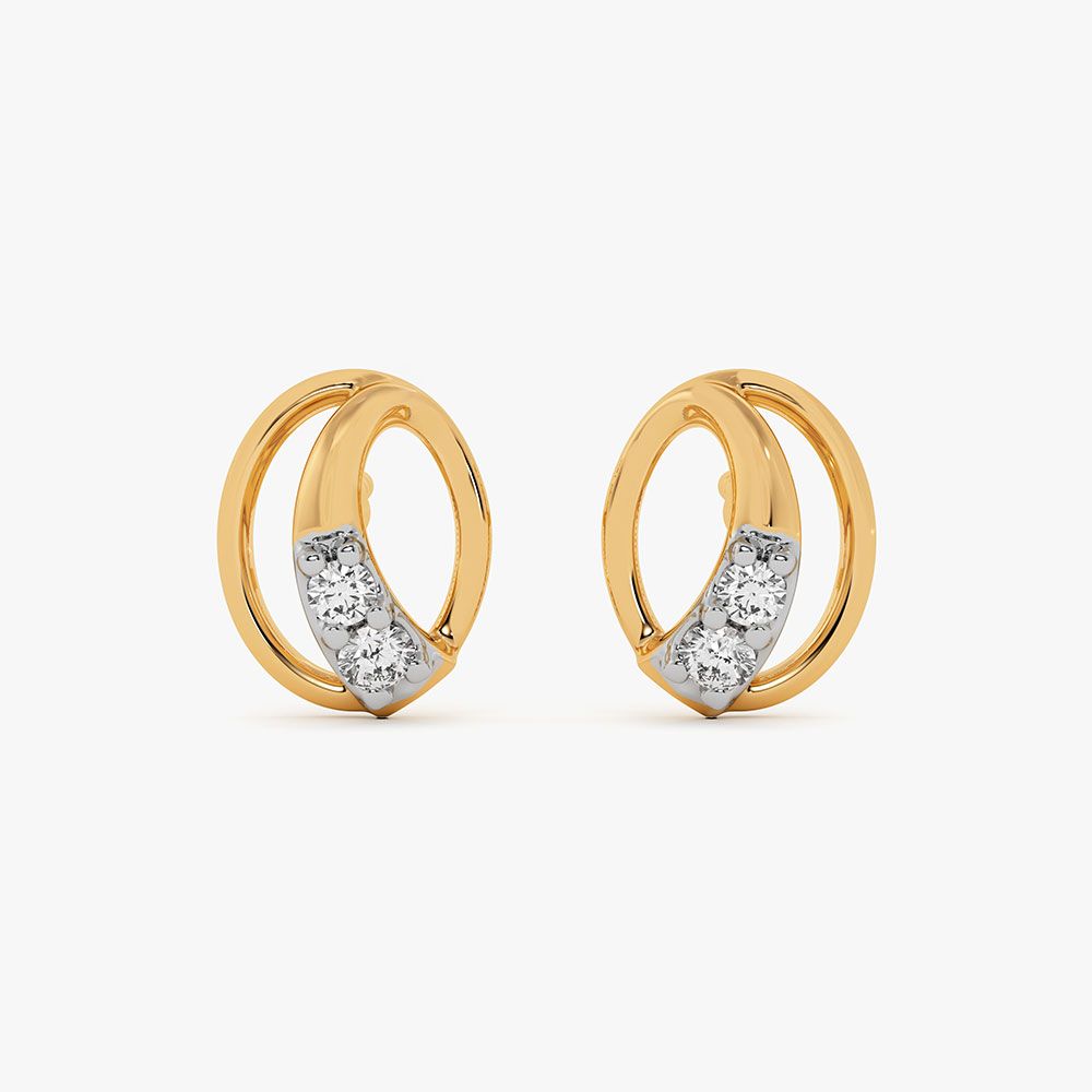 Timeless Oval Yellow Gold Diamond Earrings-Earrings-EER26J30-D400RAF