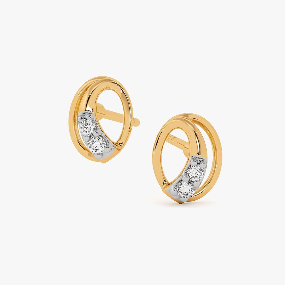 Timeless Oval Yellow Gold Diamond Earrings-Earrings-EER26J30-D400RAF