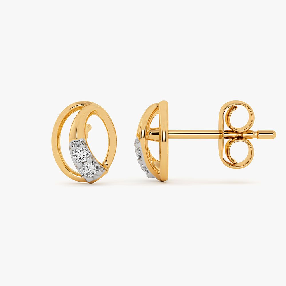 Timeless Oval Yellow Gold Diamond Earrings-Earrings-EER26J30-D400RAF