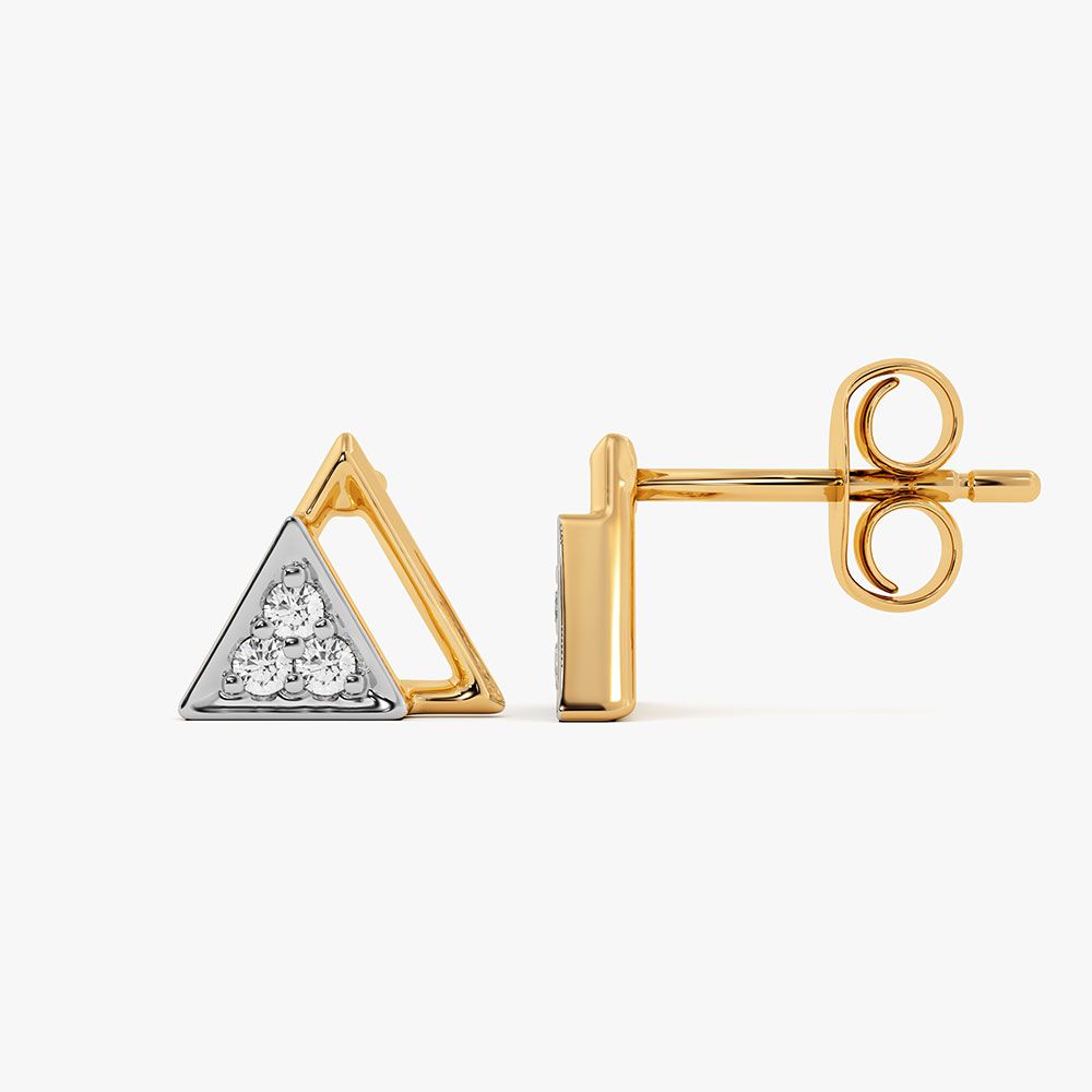 Triangular Edge Yellow Gold Diamond Earrings-Earrings-EER26J37-D400RAF