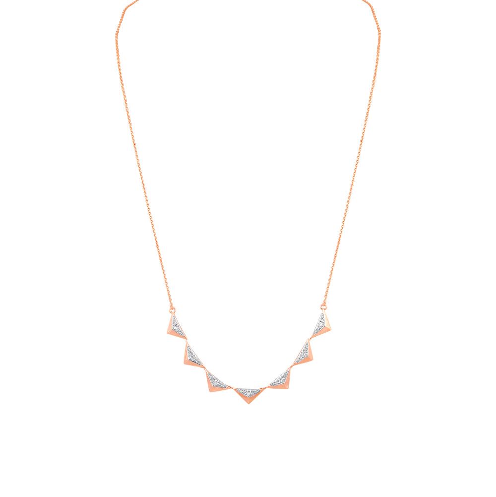 Rose Petal Sparkle Chain Necklace in 14KT-Necklaces-ENK24C02-D400X1C