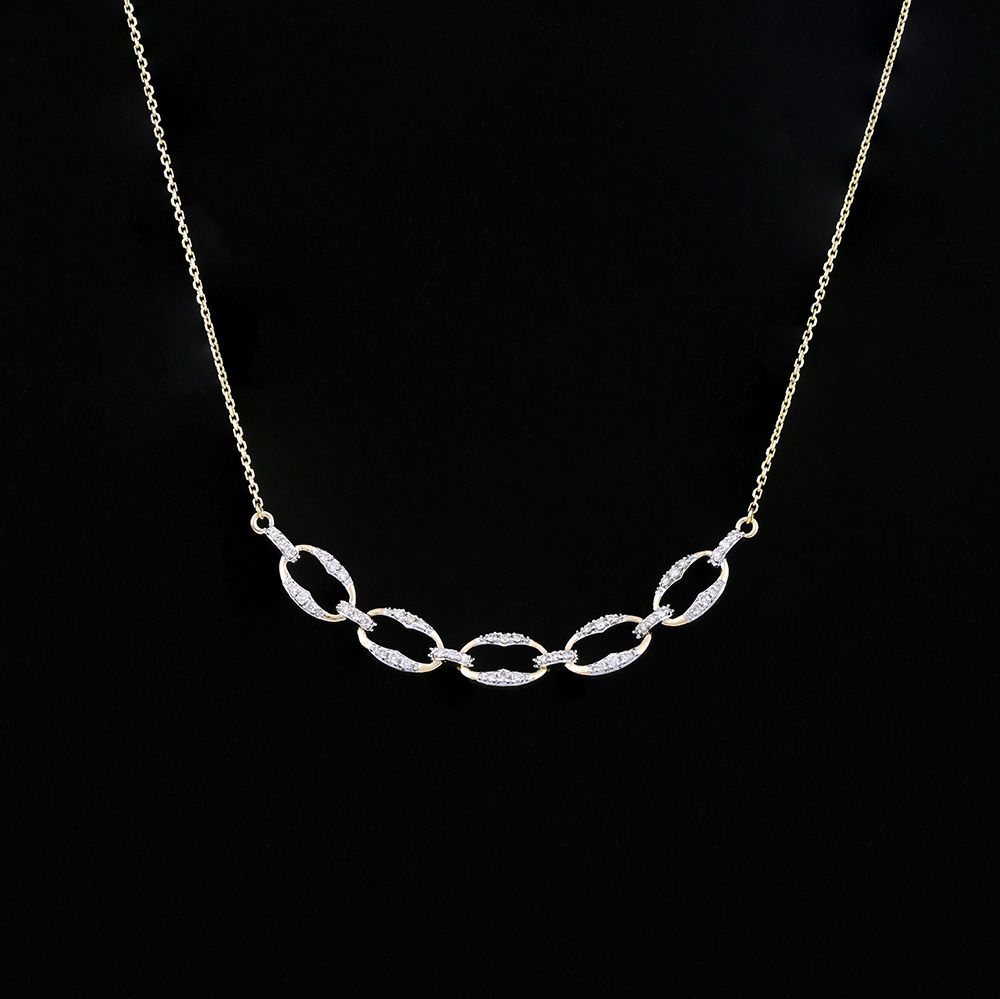 Blush Brilliance Chain Necklace in 14KT-Necklaces-ENK24C03-D400R1C