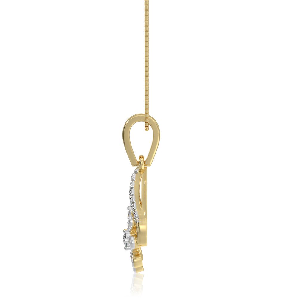Floral Drop 9KT Yellow Gold Diamond Pendant-Pendants-EPD26G01-D400R0F