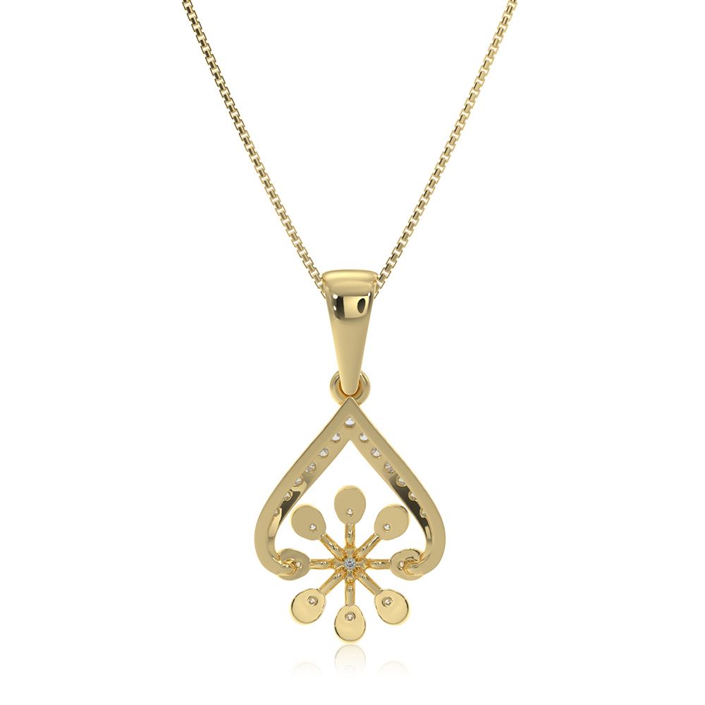 Floral Drop 9KT Yellow Gold Diamond Pendant-Pendants-EPD26G01-D400R0F