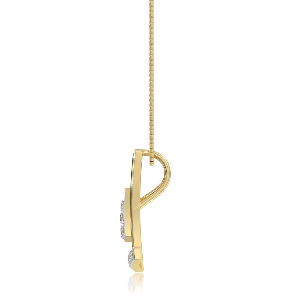 Sleek Triangle 9KT Yellow Gold Diamond Pendant-Pendants-EPD26G03-D400R0F